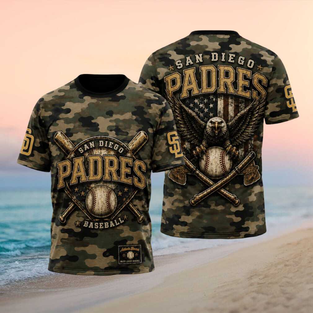 San Diego Padres Eagle American Flag Camo Baseball T Shirt - Limotees LLC