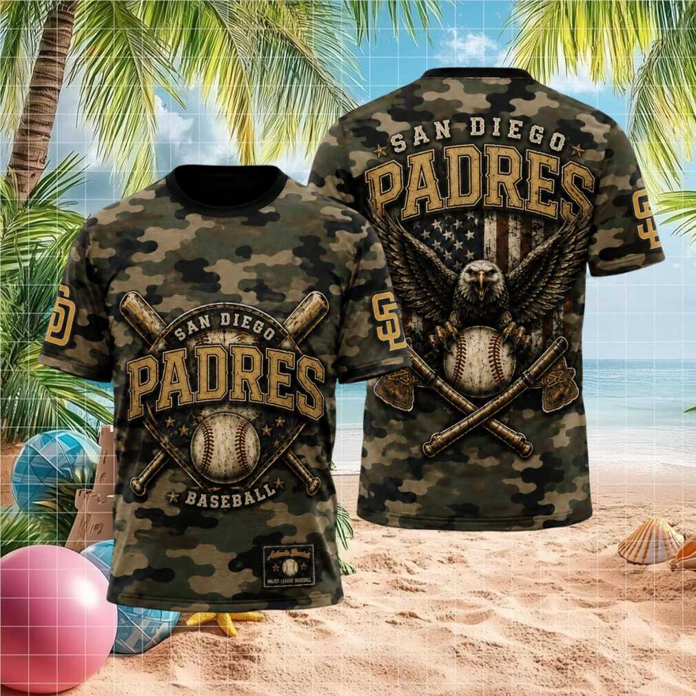 San Diego Padres Eagle American Flag Camo Baseball T Shirt - Limotees LLC