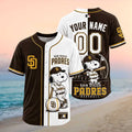 San Diego Padres Snoopy Custom Name Split Color Baseball Jersey