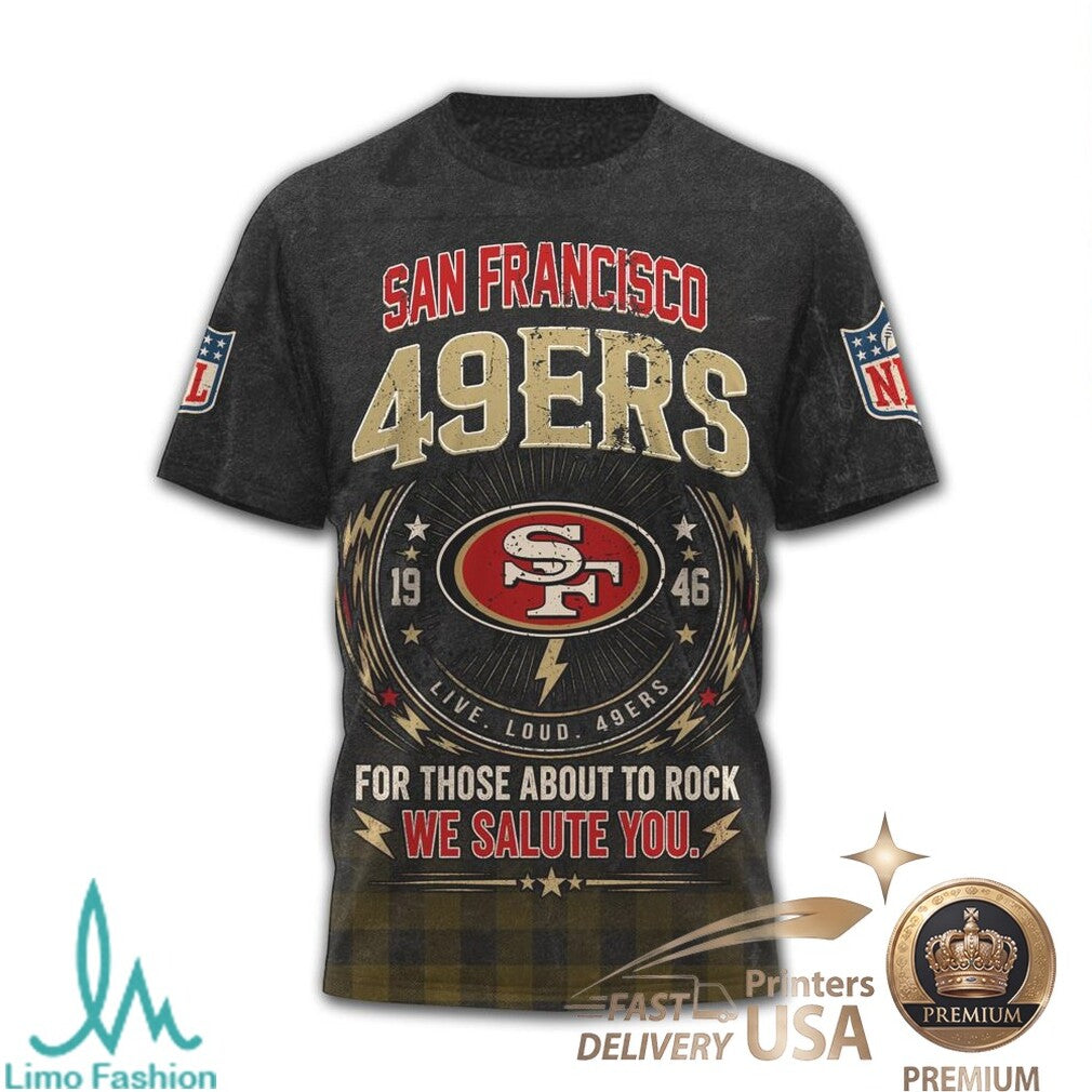 San Francisco 49ers ACDC Rock Band Mashup Vintage T Shirt - Limotees LLC