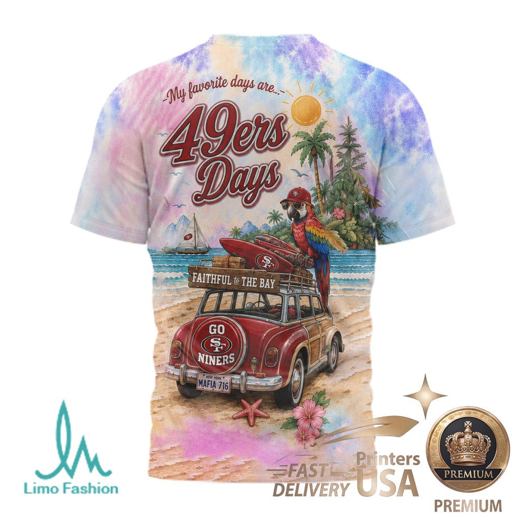 San Francisco 49ers Beach Tropical Parrot Summer Men's T Shirt - Limotees LLC