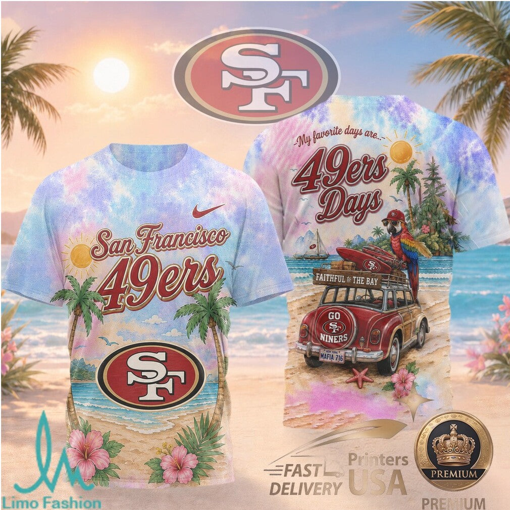 San Francisco 49ers Beach Tropical Parrot Summer Men's T Shirt - Limotees LLC