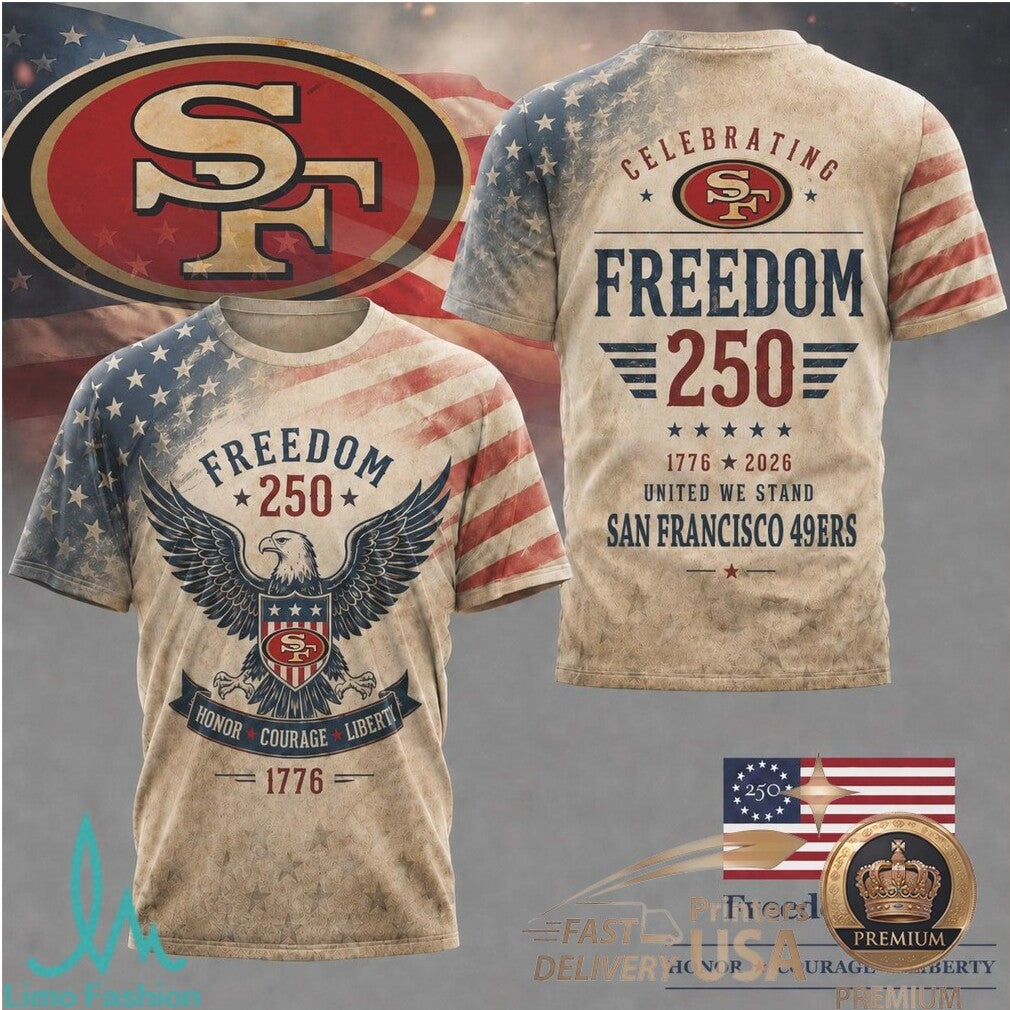 San Francisco 49ers Freedom 250 American Flag Eagle Patriotic T Shirt