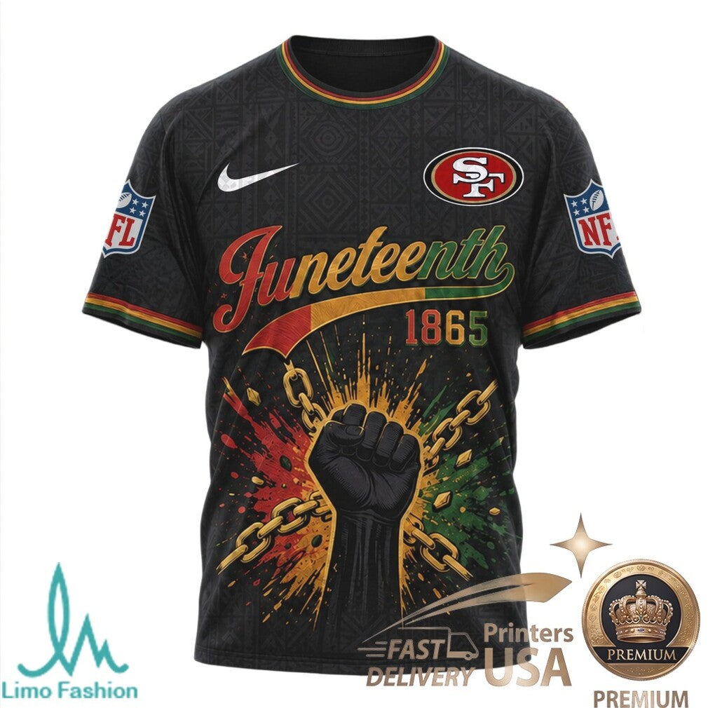 San Francisco 49ers Juneteenth 1865 Freedom Day Graphic T Shirt - Limotees LLC