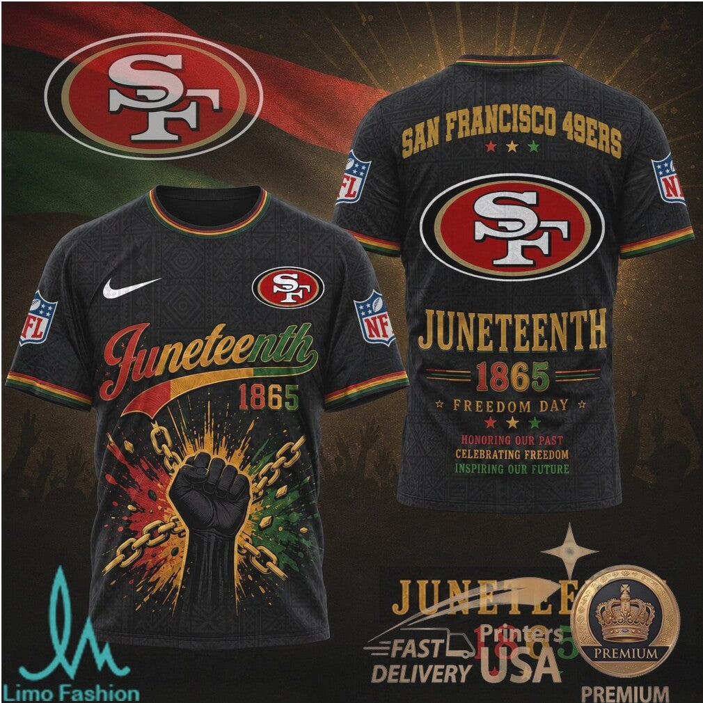 San Francisco 49ers Juneteenth 1865 Freedom Day Graphic T Shirt - Limotees LLC