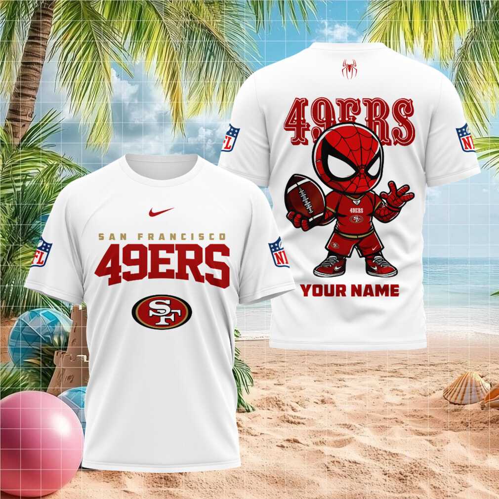 San Francisco 49ers Spiderman Custom Name Football T Shirt
