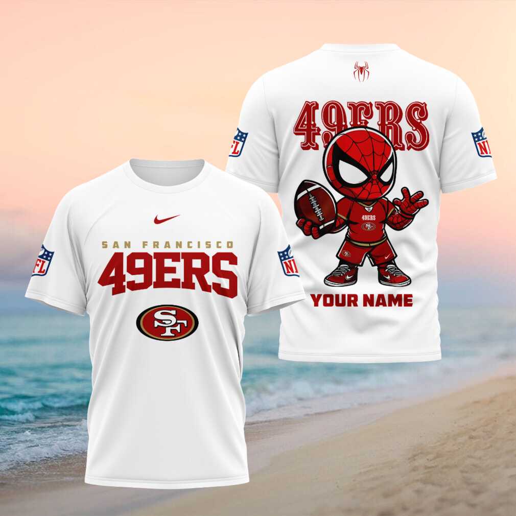San Francisco 49ers Spiderman Custom Name Football T Shirt