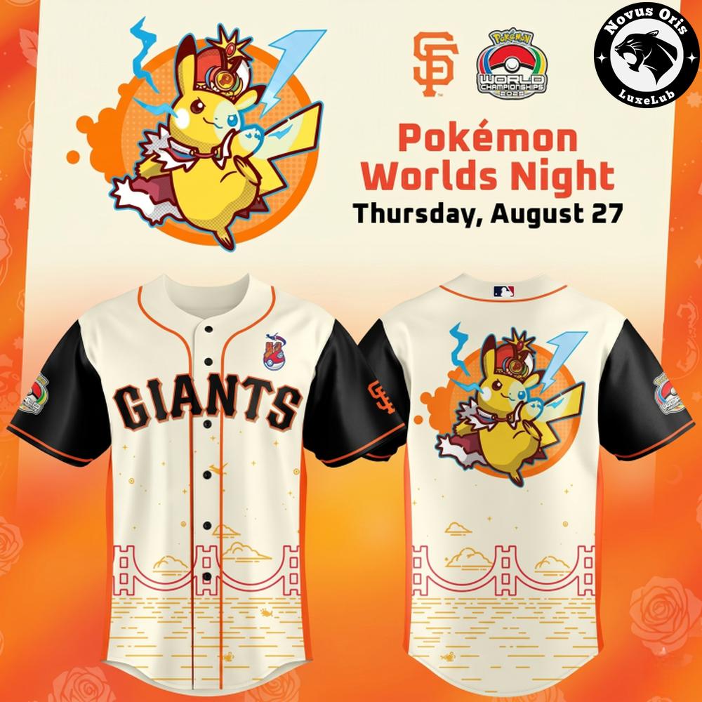 San Francisco Giants Pokemon Worlds Night 2026 Pikachu Baseball Jersey