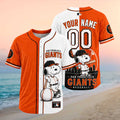 San Francisco Giants Snoopy Custom Name Split Color Baseball Jersey