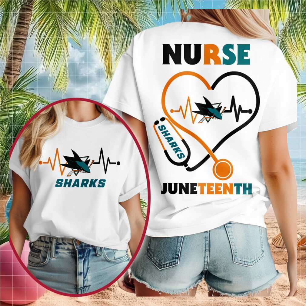 San Jose Sharks Hockey Nurse Juneteenth 2026 Heart Stethoscope Shirt