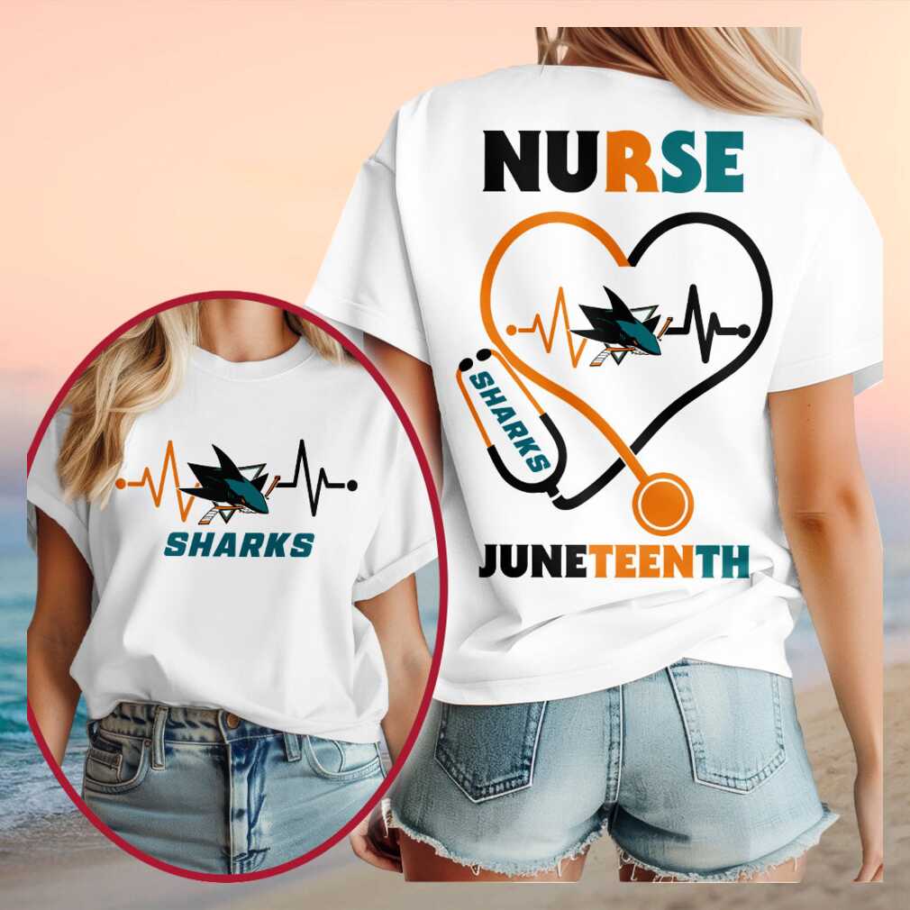 San Jose Sharks Hockey Nurse Juneteenth 2026 Heart Stethoscope Shirt