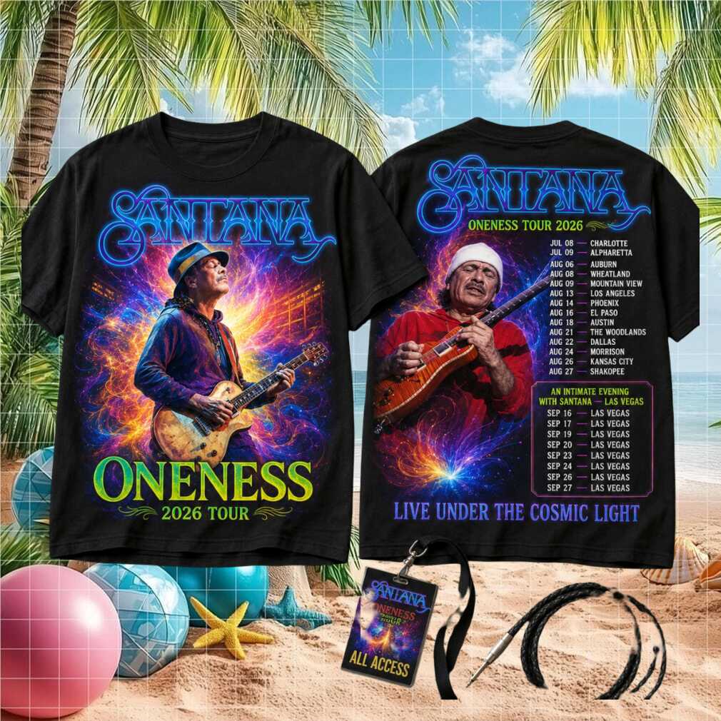 Santana Oneness Tour 2026 Live Under The Cosmic Light Retro Music Shirt - Limotees LLC
