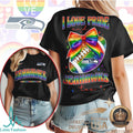 Seattle Football Pride Rainbow Ribbon Fan T Shirt - Limotees LLC