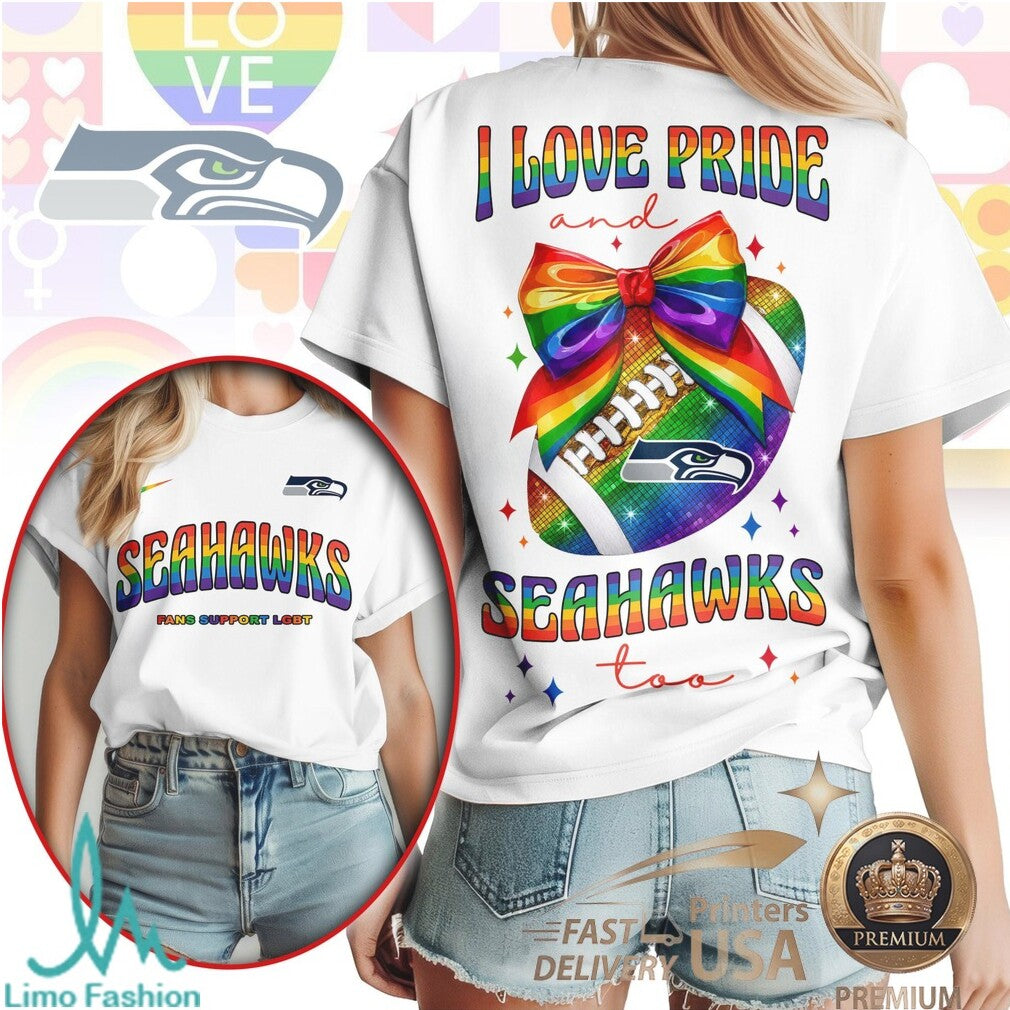Seattle Football Pride Rainbow Ribbon Fan T Shirt - Limotees LLC