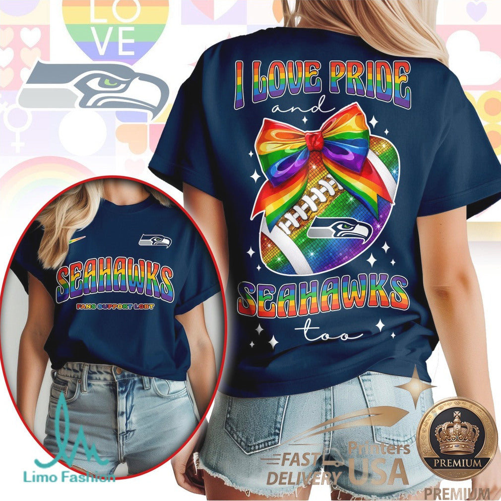 Seattle Football Pride Rainbow Ribbon Fan T Shirt - Limotees LLC
