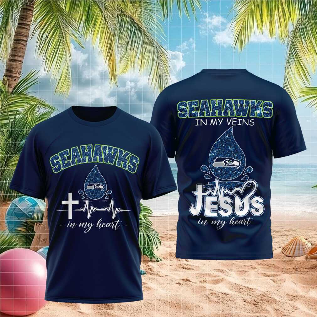 Seattle Football Team Jesus In My Heart Cross Shirt - Limotees LLC