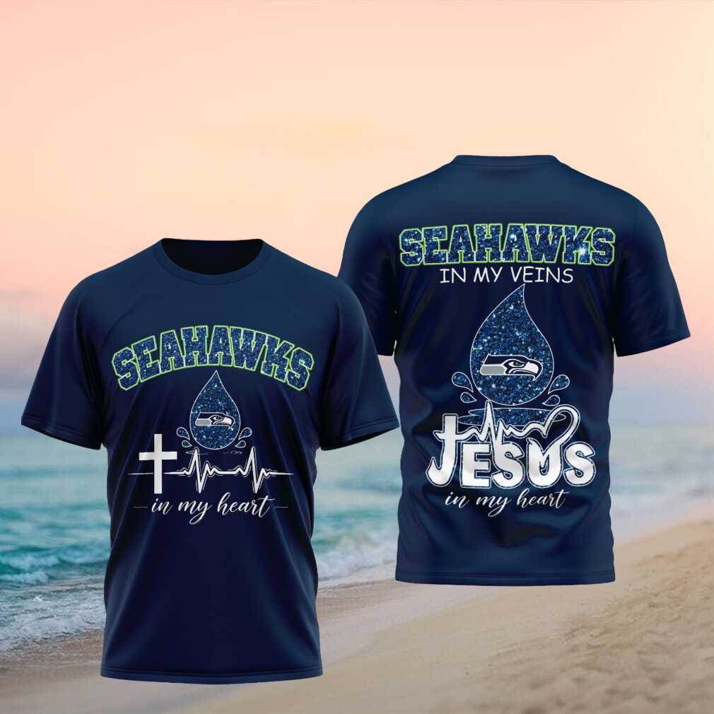 Seattle Football Team Jesus In My Heart Cross Shirt - Limotees LLC