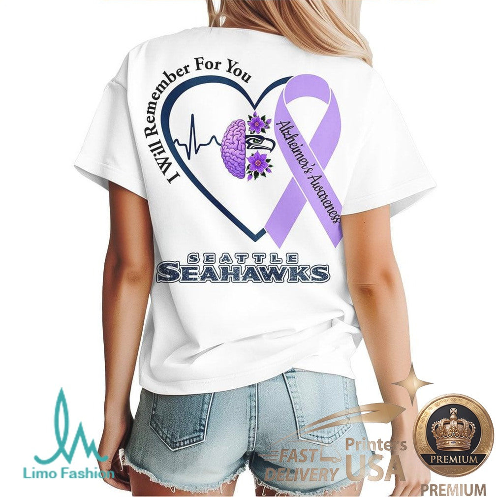 Seattle Seahawks Alzheimer's Awareness I Will Remember For You T Shirt - Limotees LLC