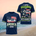 Seattle Seahawks America 250 Years of Freedom Football Patriotic Fans Retro Style Shirt