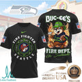 Seattle Seahawks Buc ees Mascot Firefighter Department Graphic T Shirt - Limotees LLC