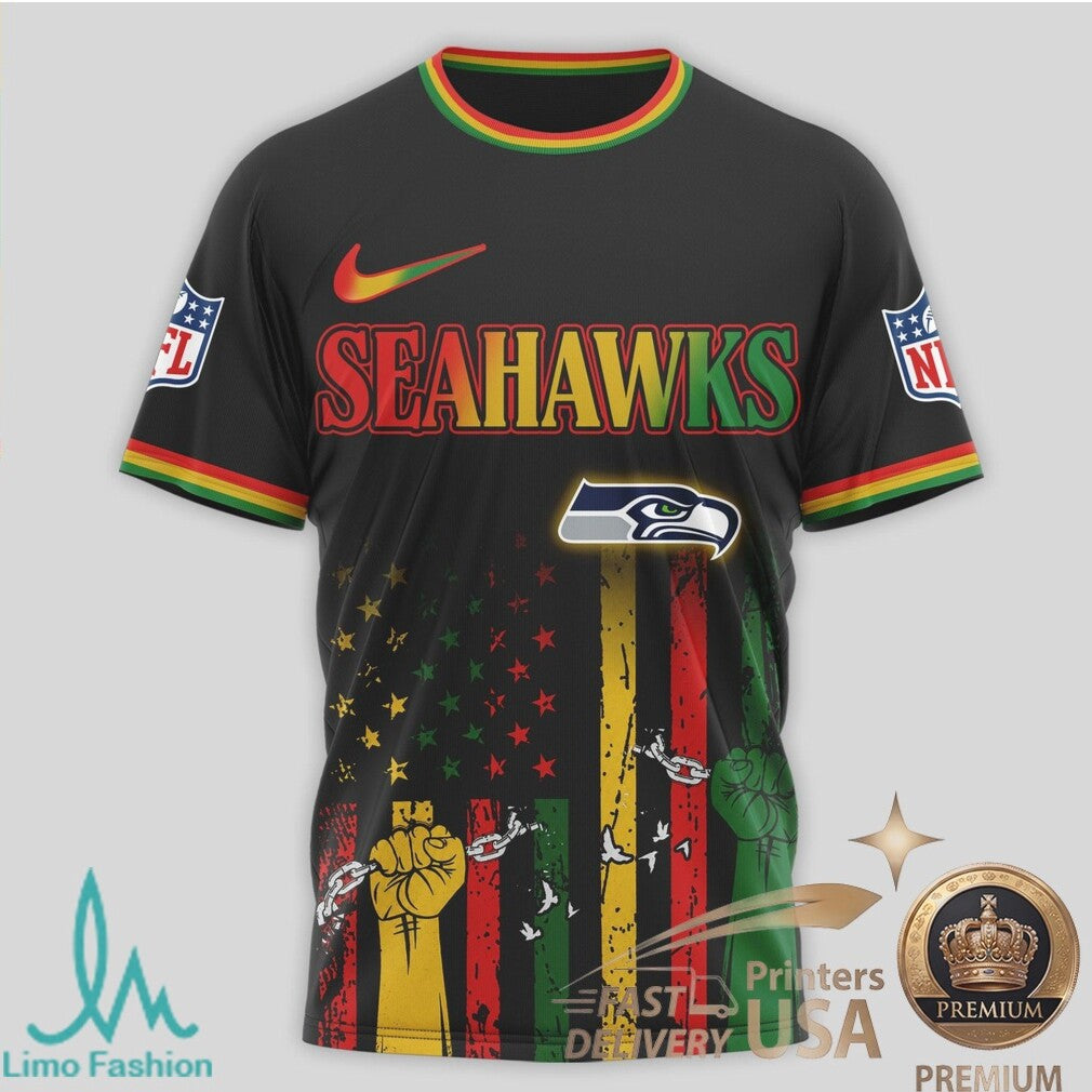 Seattle Seahawks Juneteenth Freedom Day Commemorative T Shirt - Limotees LLC