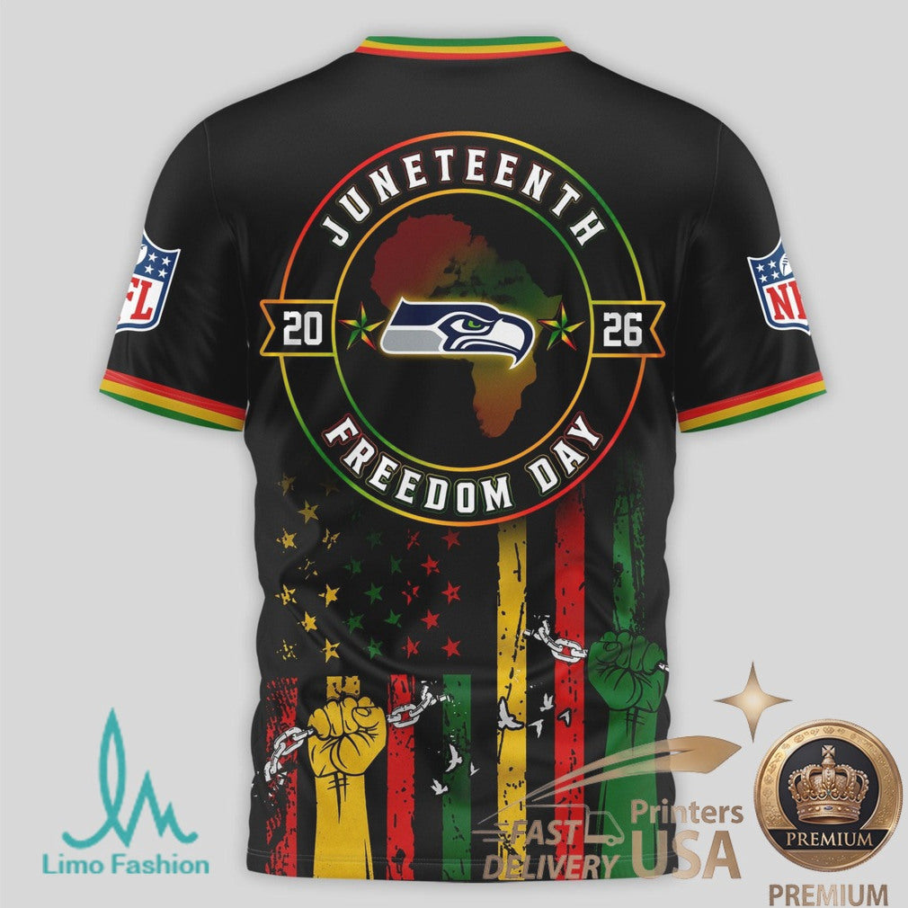 Seattle Seahawks Juneteenth Freedom Day Commemorative T Shirt - Limotees LLC