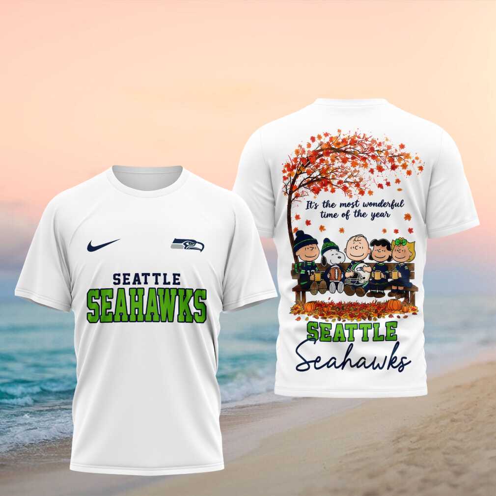 Seattle Seahawks Peanuts Characters Autumn Tree Shirt - Limotees LLC