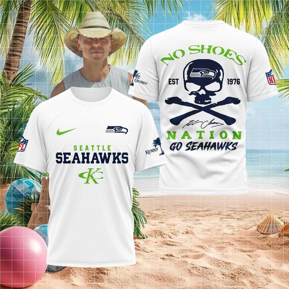 Seattle Seahawks Skull No Shoes Nation Kenny Chesney Football Shirt - Limotees LLC