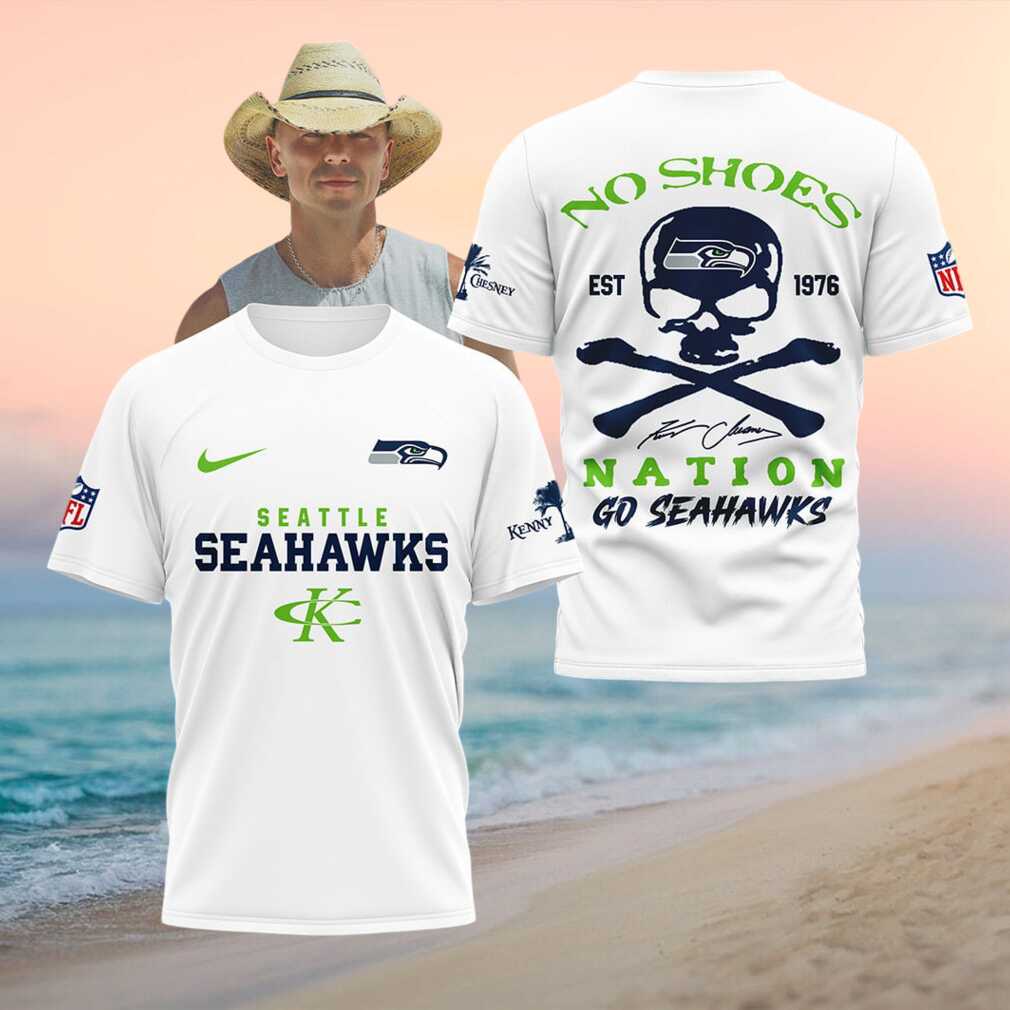Seattle Seahawks Skull No Shoes Nation Kenny Chesney Football Shirt - Limotees LLC