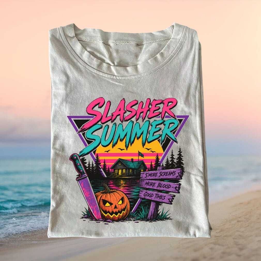 Slasher Summer Camp 1980 Horror Movie Halloween Pumpkin Retro Vintage Slapstick Shirt