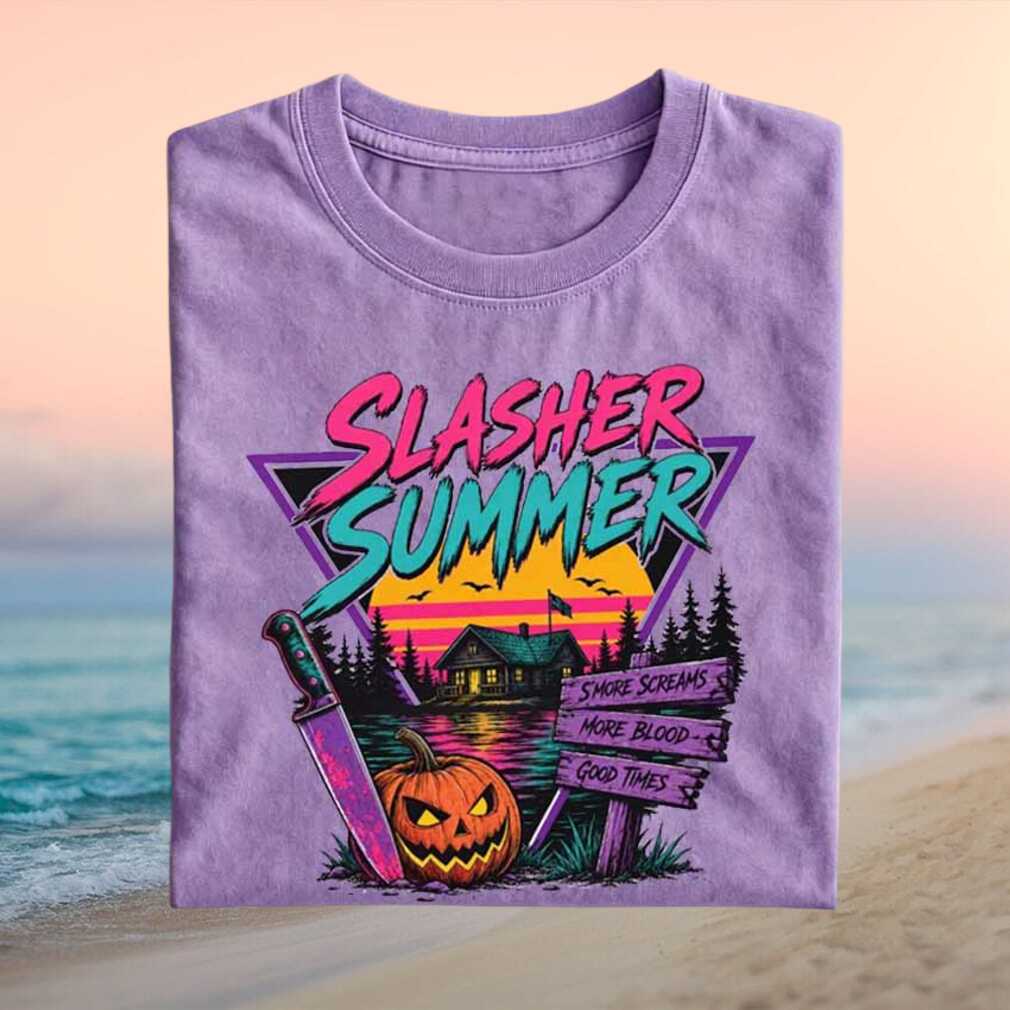 Slasher Summer Camp Blood Halloween Retro 80s Horror Movie Fan Vintage Shirt - Limotees LLC