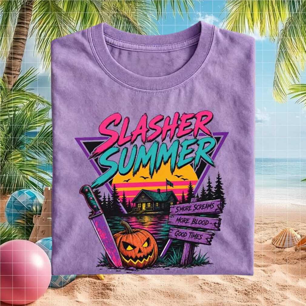 Slasher Summer Camp Blood Halloween Retro 80s Horror Movie Fan Vintage Shirt - Limotees LLC