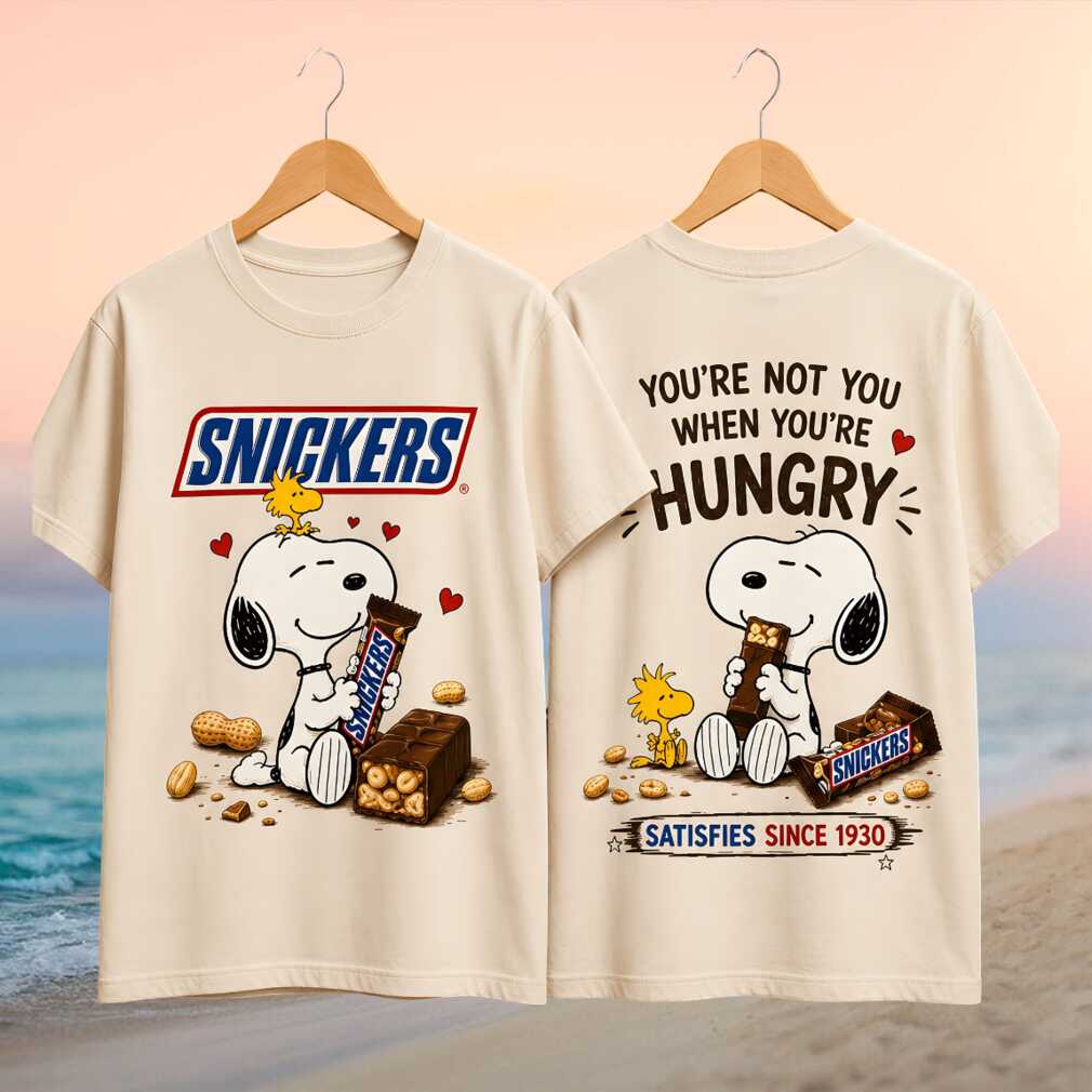 Snickers Chocolate Bar Snoopy Hungry Satisfies Shirt