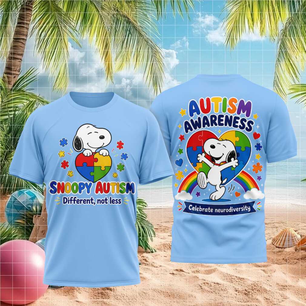 Snoopy Autism Awareness Heart Different Not Less Shirt - Limotees LLC