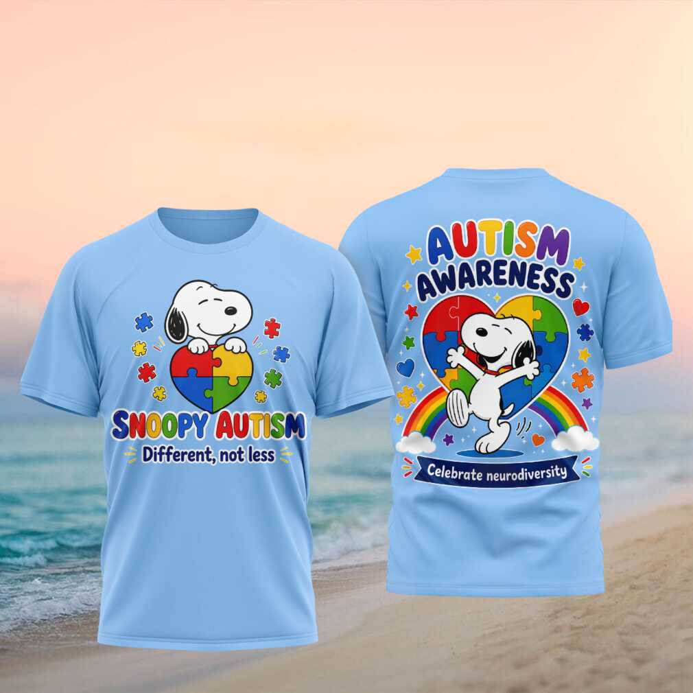 Snoopy Autism Awareness Heart Different Not Less Shirt - Limotees LLC