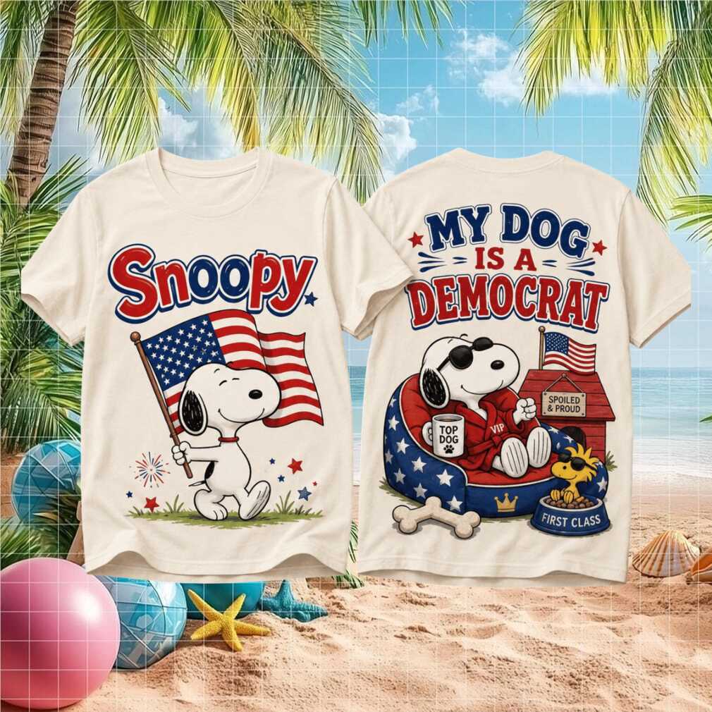 Snoopy My Dog Is A Democrat Funny Political American Flag Fan Gift Shirt - Limotees LLC