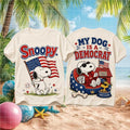 Snoopy My Dog Is A Democrat Funny Political American Flag Fan Gift Shirt - Limotees LLC