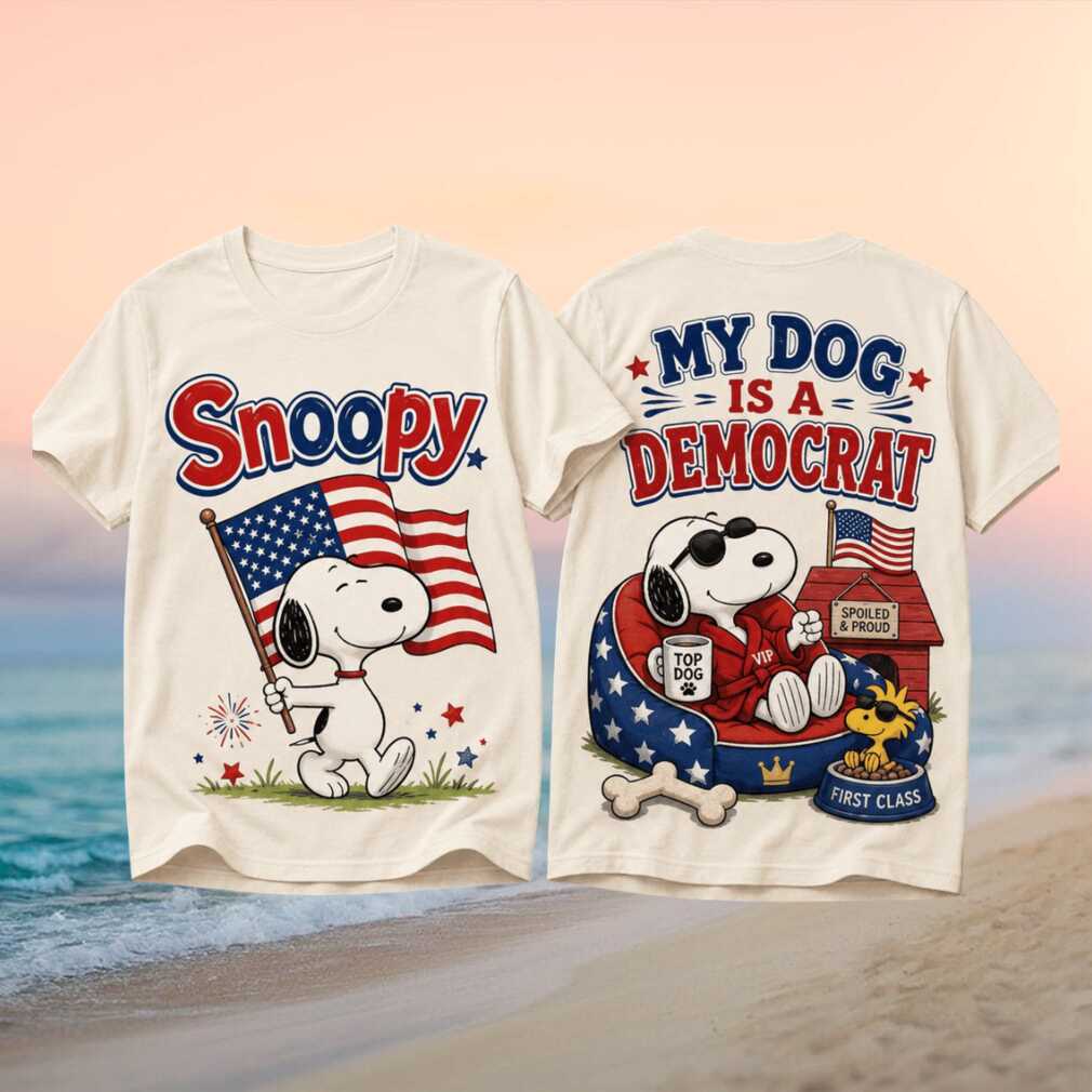 Snoopy My Dog Is A Democrat Funny Political American Flag Fan Gift Shirt - Limotees LLC