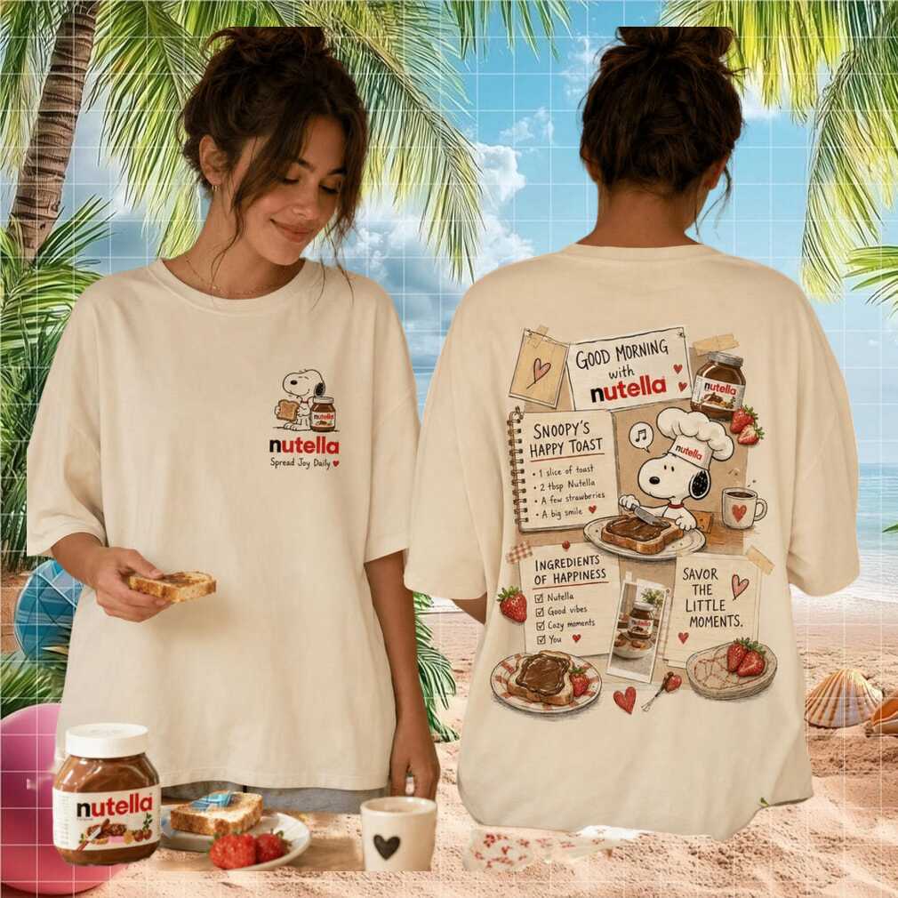 Snoopy Nutella Breakfast Toast Spread Joy Daily Morning Comfort Retro Style Unisex Cotton Shirt