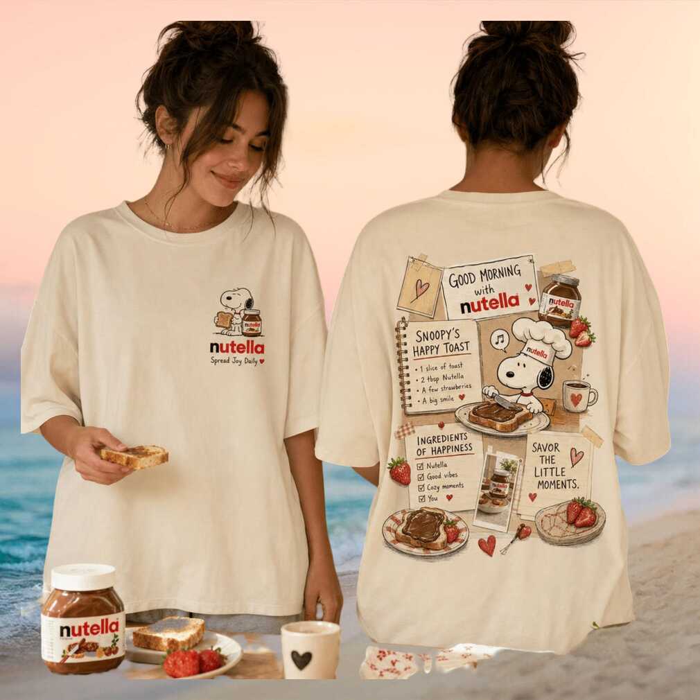 Snoopy Nutella Breakfast Toast Spread Joy Daily Morning Comfort Retro Style Unisex Cotton Shirt
