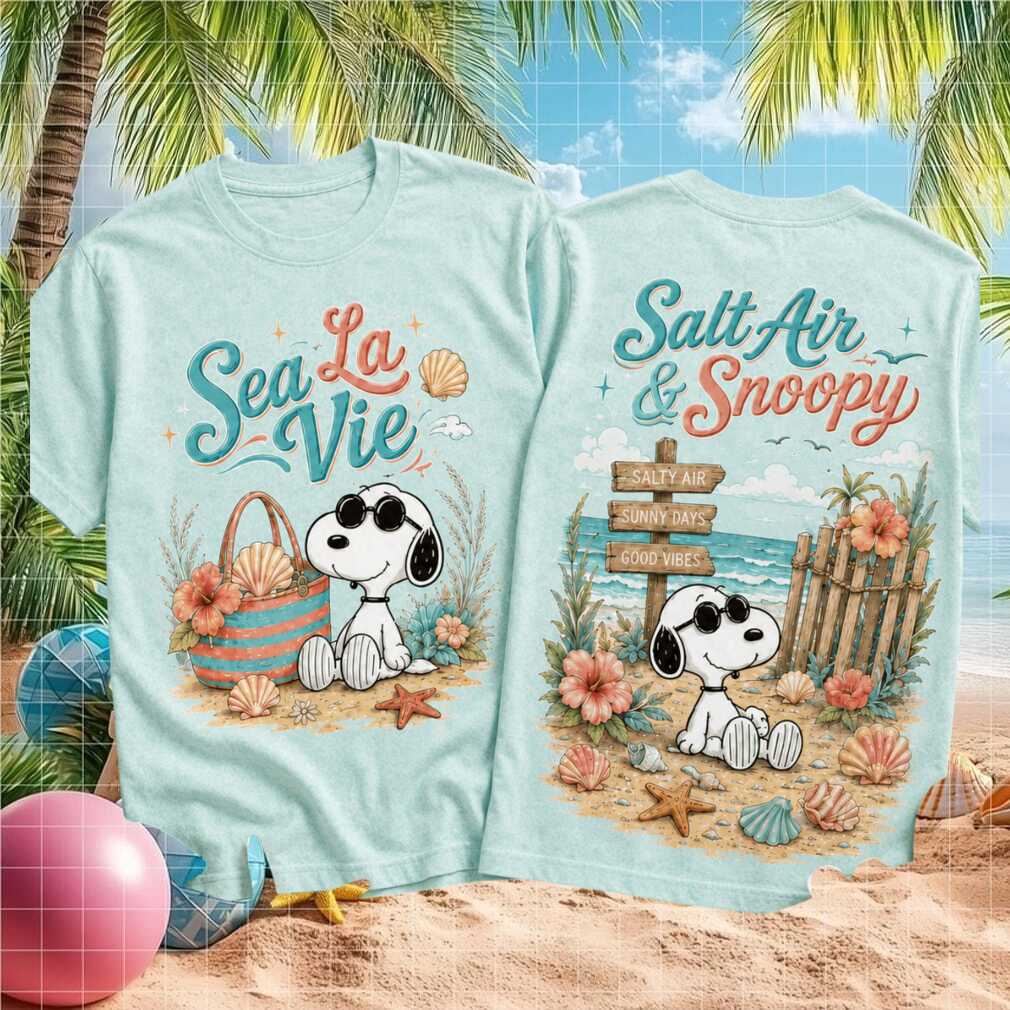 Snoopy Sea La Vie Salt Air Beach Vacation Retro Mint Green Women Fans Shirt - Limotees LLC