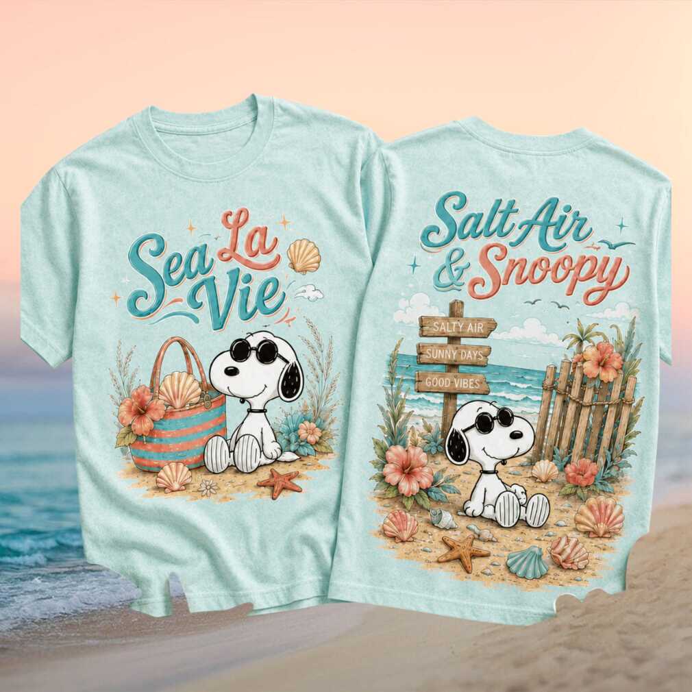 Snoopy Sea La Vie Salt Air Beach Vacation Retro Mint Green Women Fans Shirt - Limotees LLC