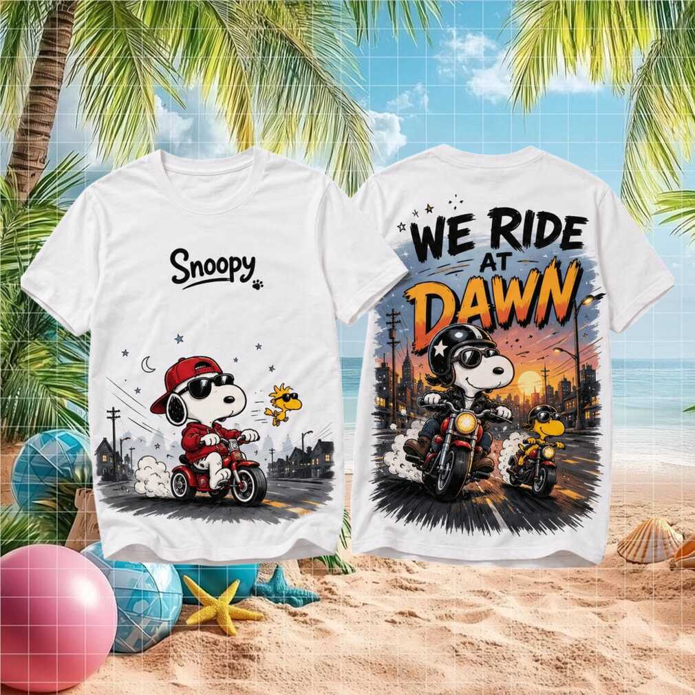 Snoopy We Ride At Dawn Biker Cartoon Shirt