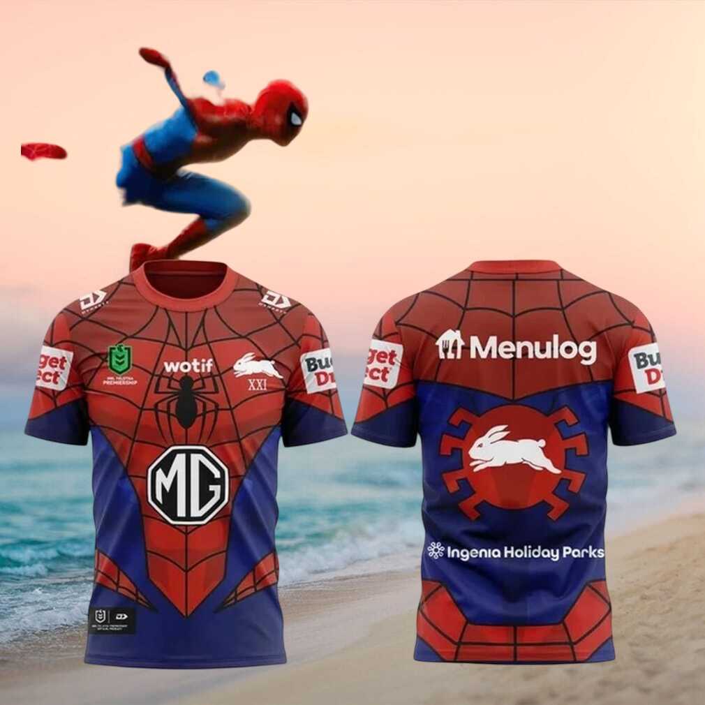 South Sydney Rabbitohs Spider Man NRL Rugby Shirt - Limotees LLC