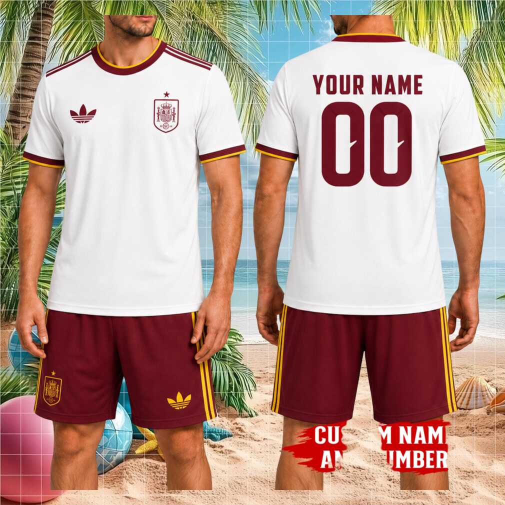 Spain National Football Team Vintage Retro Custom Name Number Fan Soccer Shirt - Limotees LLC