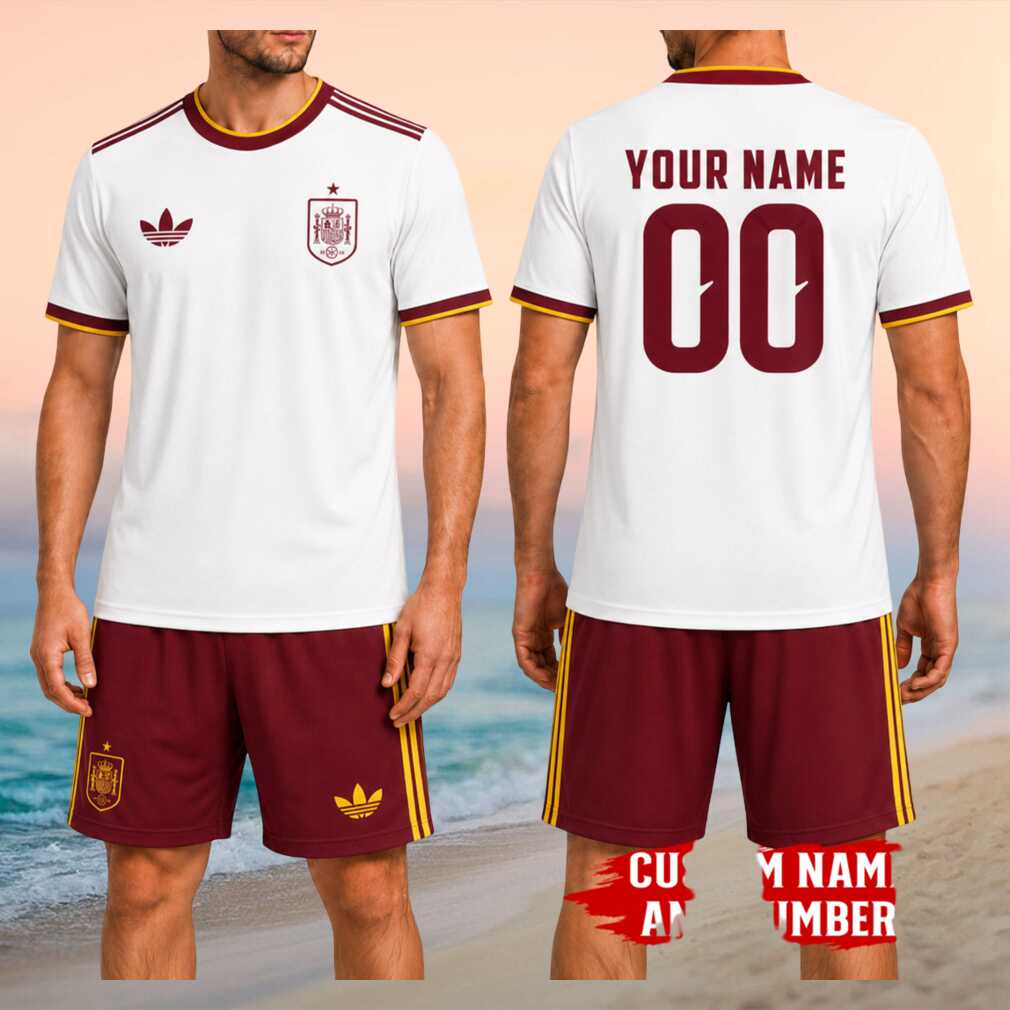 Spain National Football Team Vintage Retro Custom Name Number Fan Soccer Shirt - Limotees LLC