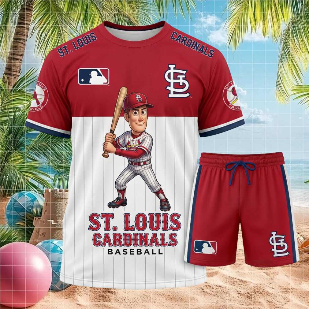 St Louis Cardinals Baseball Cartoon Player Shorts Shirt