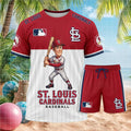 St Louis Cardinals Baseball Cartoon Player Shorts Shirt