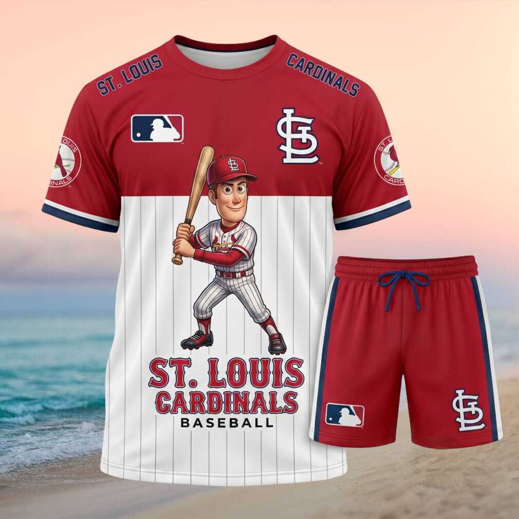 St Louis Cardinals Baseball Cartoon Player Shorts Shirt