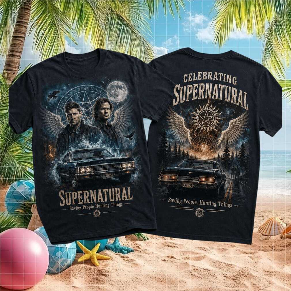 Supernatural TV Show Anniversary Celebration Saving People Hunting Things Fans Vintage Shirt